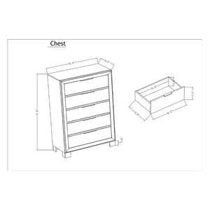 English Elm Callisie Five Drawer Chest Brown Washed Wood Finish Modern Bedroom Storage B201P547186