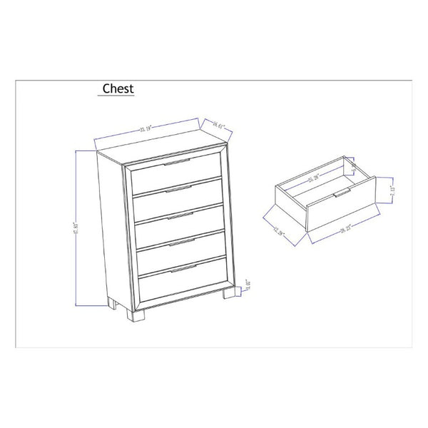 English Elm Callisie Five Drawer Chest Brown Washed Wood Finish Modern Bedroom Storage B201P547186