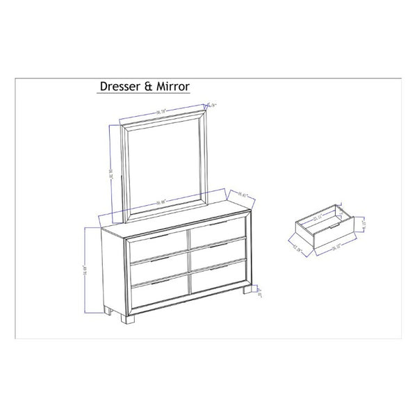 English Elm Callisie Six Drawer Wide Dresser Washed Wood Finish with Silver Bar Pulls Bedroom B201P547188
