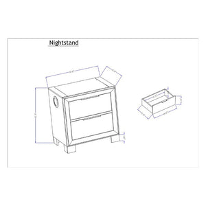 English Elm Callisie Modern Brown Wood Nightstand with Built-In Wireless Charging and Silver Bar Pulls B201P547197