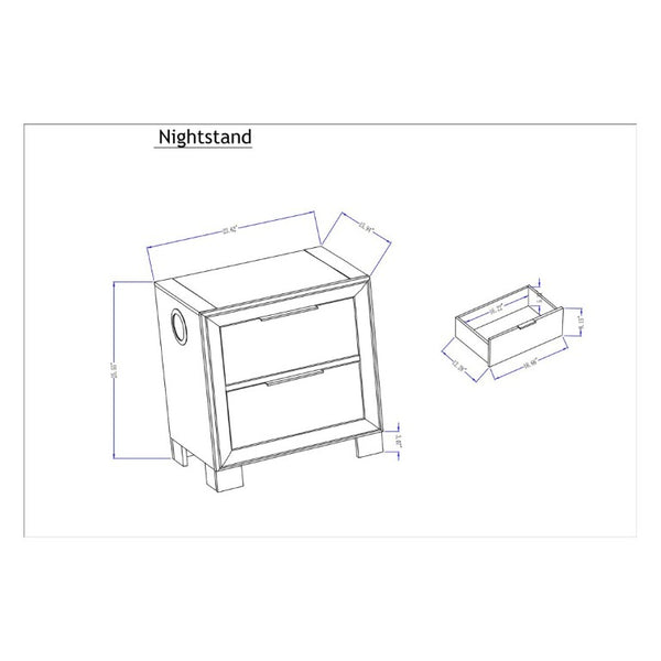 English Elm Callisie Modern Brown Wood Nightstand with Built-In Wireless Charging and Silver Bar Pulls B201P547197