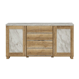 English Elm Stacey Faux Marble Buffet with Four Drawers and Concealed Cabinet Storage B201P547231