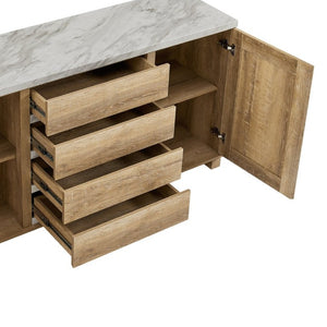 English Elm Stacey Faux Marble Buffet with Four Drawers and Concealed Cabinet Storage B201P547231