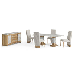 English Elm Stacey Faux Marble Buffet with Four Drawers and Concealed Cabinet Storage B201P547231