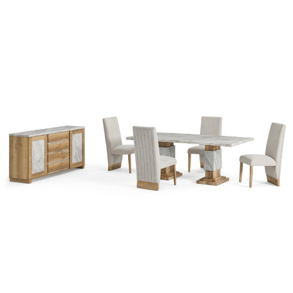 English Elm Stacey Faux Marble Buffet with Four Drawers and Concealed Cabinet Storage B201P547231