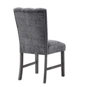 English Elm Dark Charcoal Transitional Dining Chair Set of Two with Padded Seat and Back Support B201P548166