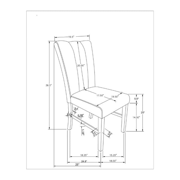 English Elm Dark Charcoal Transitional Dining Chair Set of Two with Padded Seat and Back Support B201P548166
