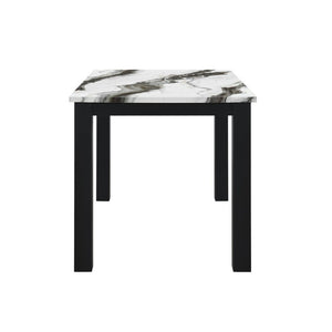 English Elm Sarang Panda Faux Marble Five Piece Dining Set with Padded Black Side Chairs B201P548185