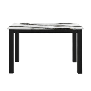 English Elm Sarang Panda Faux Marble Five Piece Dining Set with Padded Black Side Chairs B201P548185