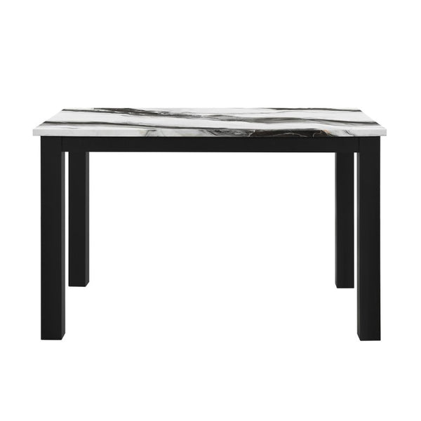 English Elm Sarang Panda Faux Marble Five Piece Dining Set with Padded Black Side Chairs B201P548185