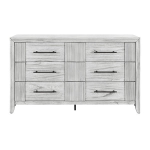English Elm Eleanor Six Drawer Dresser Grey Washed Wood Finish with Channel Detail Bedroom Storage B201P548951