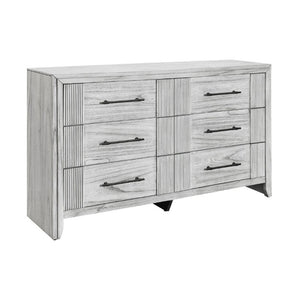 English Elm Eleanor Six Drawer Dresser Grey Washed Wood Finish with Channel Detail Bedroom Storage B201P548951