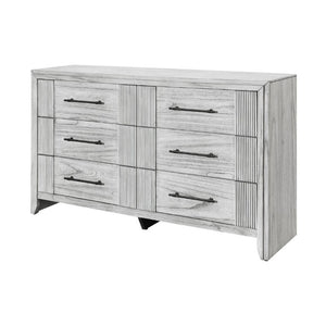 English Elm Eleanor Six Drawer Dresser Grey Washed Wood Finish with Channel Detail Bedroom Storage B201P548951