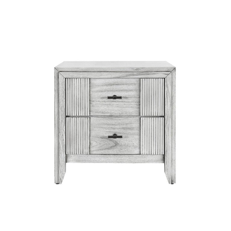 English Elm Eleanor Gray Wash Wood Nightstand with Matte Black Handles for Modern Bedrooms B201P548965