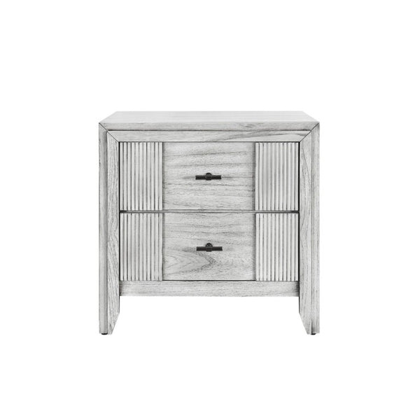 English Elm Eleanor Gray Wash Wood Nightstand with Matte Black Handles for Modern Bedrooms B201P548965