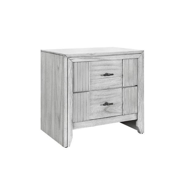 English Elm Eleanor Gray Wash Wood Nightstand with Matte Black Handles for Modern Bedrooms B201P548965