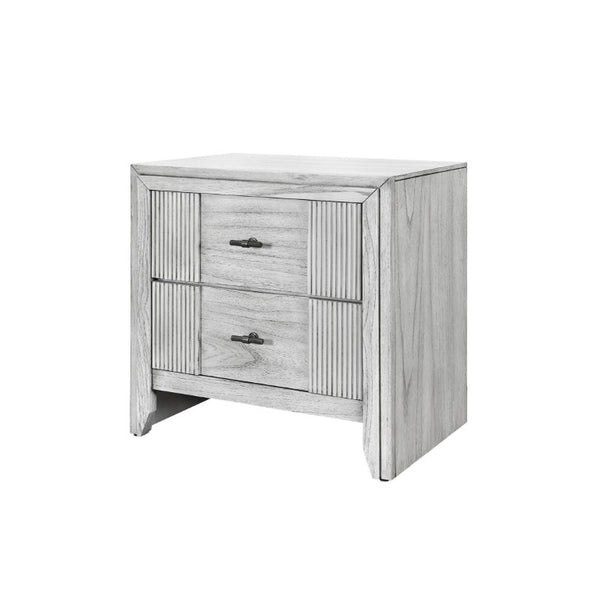 English Elm Eleanor Gray Wash Wood Nightstand with Matte Black Handles for Modern Bedrooms B201P548965