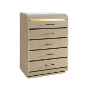 English Elm Gigi Five Drawer Chest with Faux Marble Top LED Lighting and Acrylic Bar Handles B201P548980