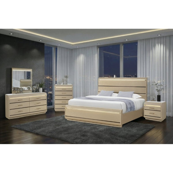 English Elm Gigi Five Drawer Chest with Faux Marble Top LED Lighting and Acrylic Bar Handles B201P548980