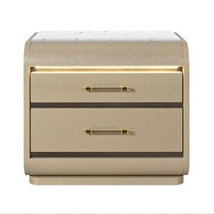 English Elm Gigi Glam Gold Lacquered Nightstand with Acrylic Handles and LED Bedroom Lighting B201P548989