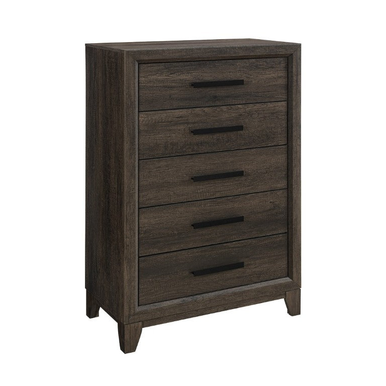 English Elm Harry Brown Five Drawer Tall Chest Solid Wood Contemporary Bedroom Storage B201P549000