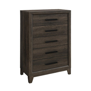 English Elm Harry Brown Five Drawer Tall Chest Solid Wood Contemporary Bedroom Storage B201P549000