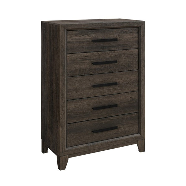 English Elm Harry Brown Five Drawer Tall Chest Solid Wood Contemporary Bedroom Storage B201P549000