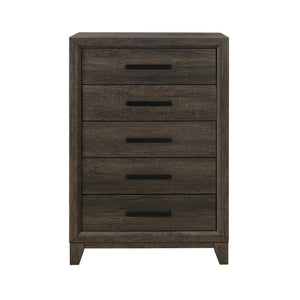 English Elm Harry Brown Five Drawer Tall Chest Solid Wood Contemporary Bedroom Storage B201P549000