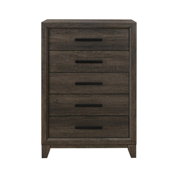 English Elm Harry Brown Five Drawer Tall Chest Solid Wood Contemporary Bedroom Storage B201P549000