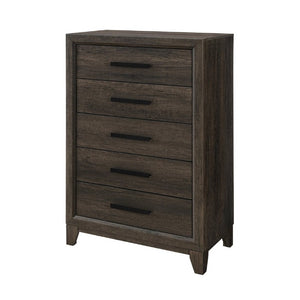 English Elm Harry Brown Five Drawer Tall Chest Solid Wood Contemporary Bedroom Storage B201P549000