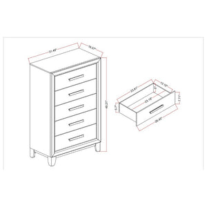 English Elm Harry Brown Five Drawer Tall Chest Solid Wood Contemporary Bedroom Storage B201P549000