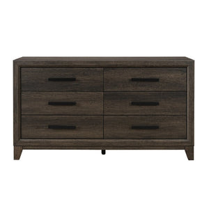 English Elm Harry Brown Five Drawer Dresser Solid Wood Frame with Sleek Black Bar Handles B201P549001