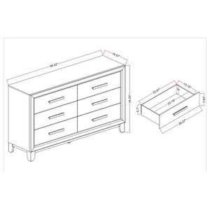 English Elm Harry Brown Five Drawer Dresser Solid Wood Frame with Sleek Black Bar Handles B201P549001