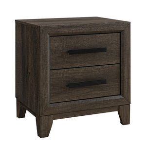 English Elm Harry Brown Two Drawer Nightstand Solid Wood Bedside Table with Matte Black Hardware B201P549004