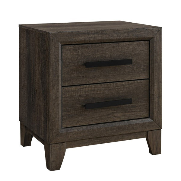English Elm Harry Brown Two Drawer Nightstand Solid Wood Bedside Table with Matte Black Hardware B201P549004