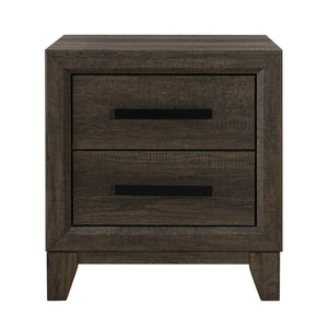 English Elm Harry Brown Two Drawer Nightstand Solid Wood Bedside Table with Matte Black Hardware B201P549004