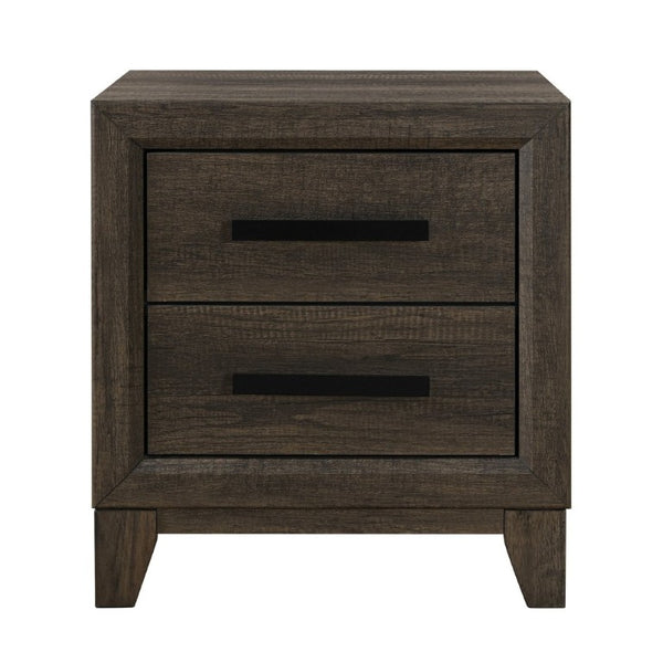 English Elm Harry Brown Two Drawer Nightstand Solid Wood Bedside Table with Matte Black Hardware B201P549004
