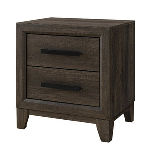 English Elm Harry Brown Two Drawer Nightstand Solid Wood Bedside Table with Matte Black Hardware B201P549004