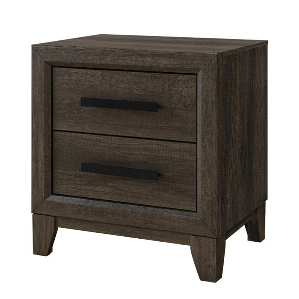 English Elm Harry Brown Two Drawer Nightstand Solid Wood Bedside Table with Matte Black Hardware B201P549004