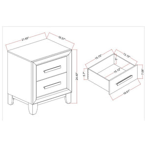English Elm Harry Brown Two Drawer Nightstand Solid Wood Bedside Table with Matte Black Hardware B201P549004