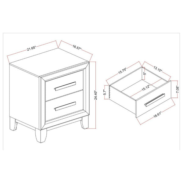 English Elm Harry Brown Two Drawer Nightstand Solid Wood Bedside Table with Matte Black Hardware B201P549004