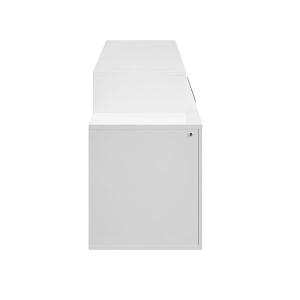 English Elm Kerry White Entertainment Center with Electric Fireplace Bluetooth Speaker and LED Lighting B201P549017