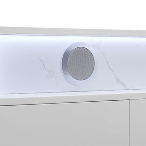 English Elm Kerry White Entertainment Center with Electric Fireplace Bluetooth Speaker and LED Lighting B201P549017