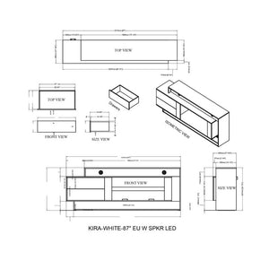 English Elm Kerry White Entertainment Center with Electric Fireplace Bluetooth Speaker and LED Lighting B201P549017