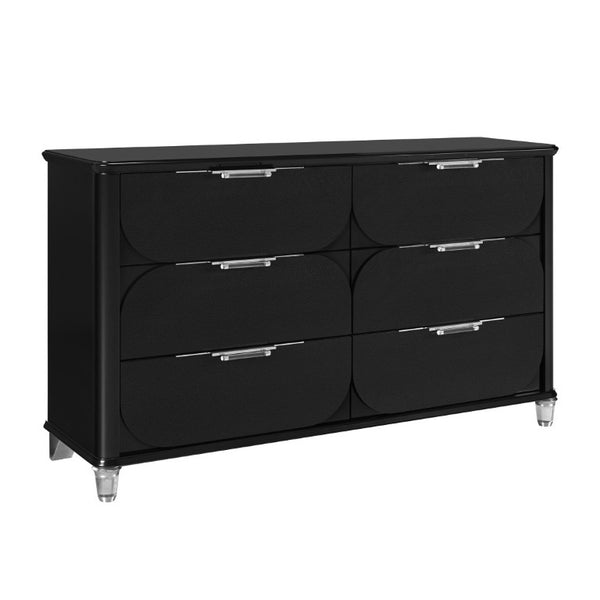 English Elm Louden Six Drawer Dresser Matte Black Solid Wood Bedroom Storage with Rounded Fronts B201P549747