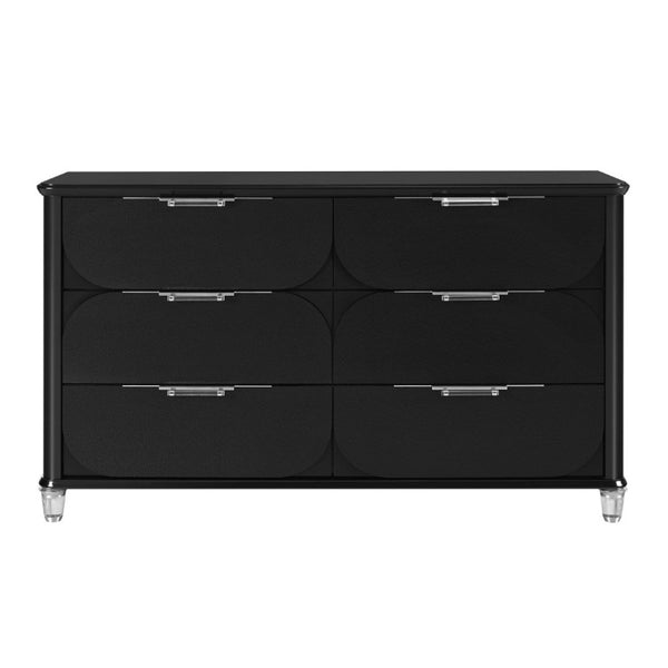 English Elm Louden Six Drawer Dresser Matte Black Solid Wood Bedroom Storage with Rounded Fronts B201P549747