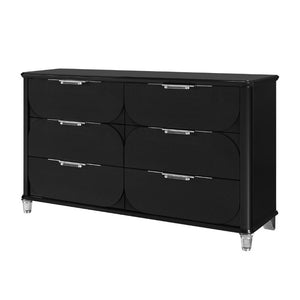 English Elm Louden Six Drawer Dresser Matte Black Solid Wood Bedroom Storage with Rounded Fronts B201P549747
