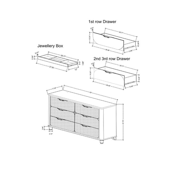 English Elm Louden Six Drawer Dresser Matte Black Solid Wood Bedroom Storage with Rounded Fronts B201P549747