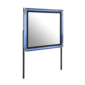 English Elm Louden Dresser Mirror with Built-In LED Lighting Sleek Black Wood Bedroom Accent B201P549751