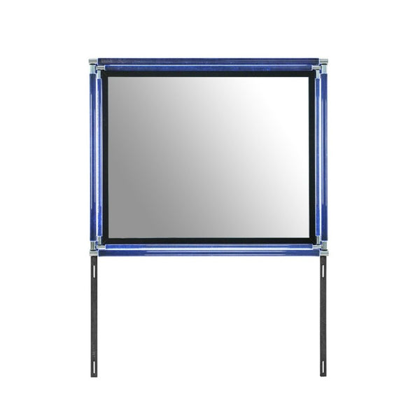 English Elm Louden Dresser Mirror with Built-In LED Lighting Sleek Black Wood Bedroom Accent B201P549751